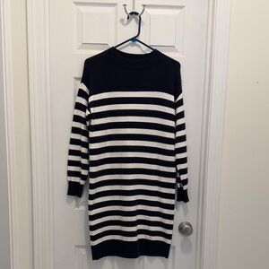 Black and White Striped Sweater Dress
